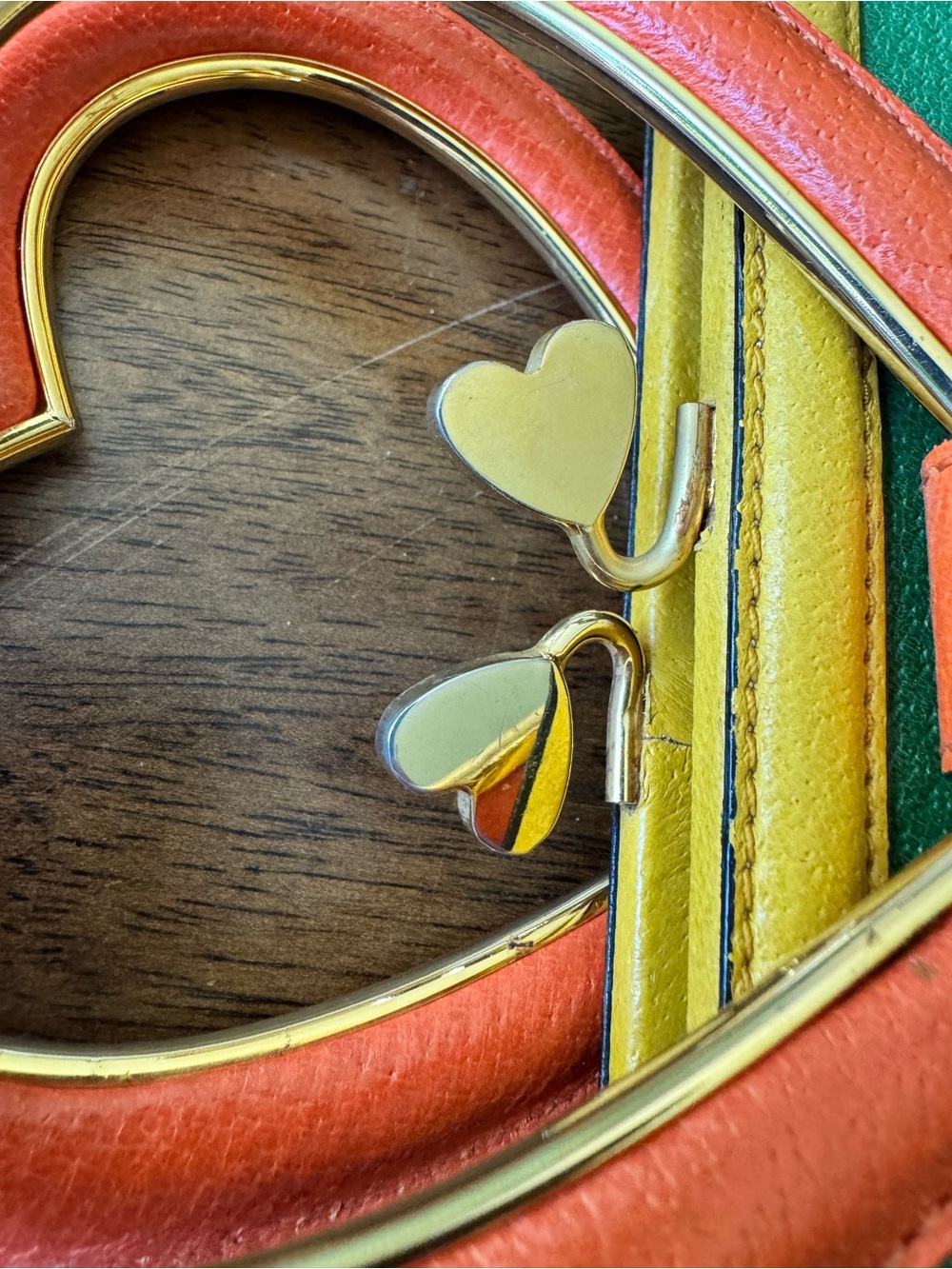 RARE Vintage Moschino Redwall Heart Handle Bag 90s Colorblock Leather Novelty - Picture 5 of 16
